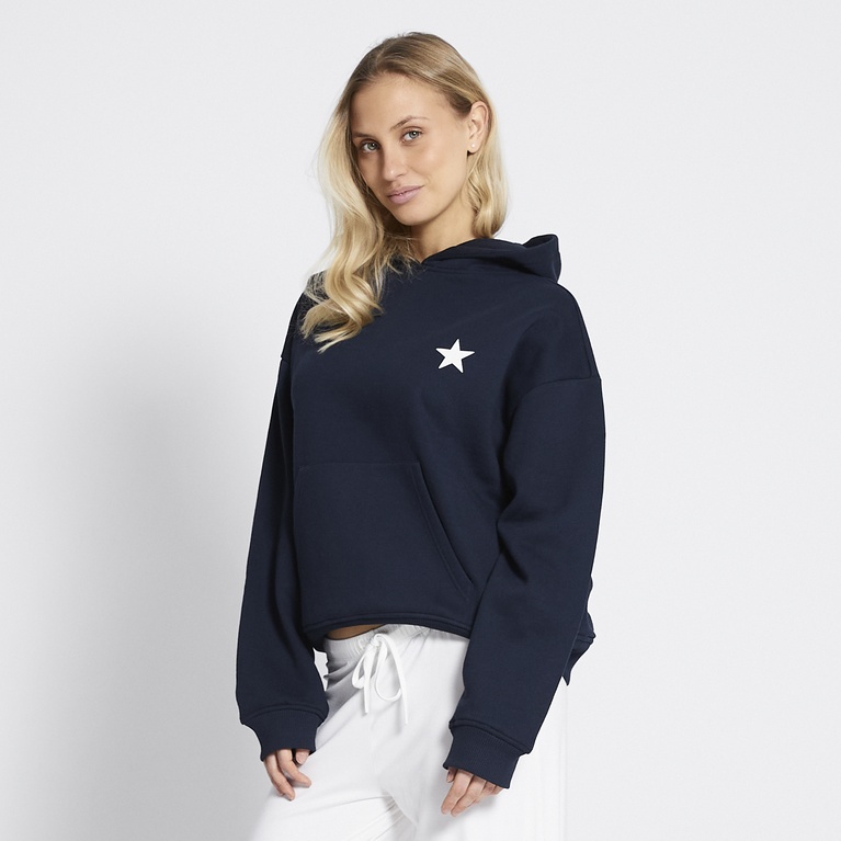 Printed heavy hoodie "Hilma Printed" Dark Blue